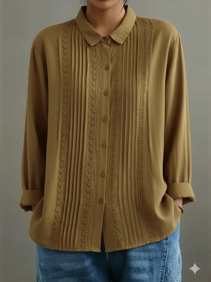 Kalanit - Camicia in Pizzo Patchwork di Lino e Cotone