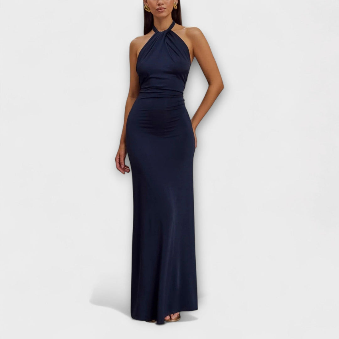 Meriam - Abito Lungo con Scollo all'americana e Gonna a Tubino