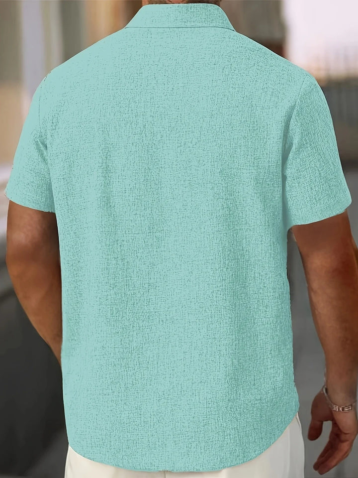 Dwight - Camicia Leggera In Misto Lino A Maniche Corte