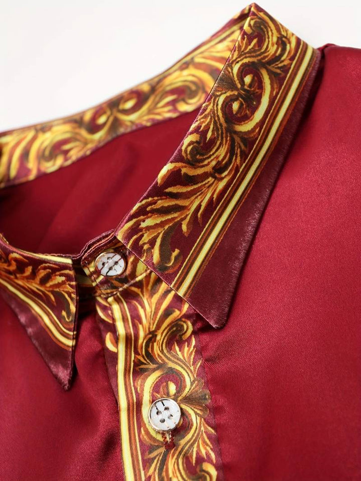 Vygantas - Elegante Camicia a Maniche Lunghe Con Patchwork