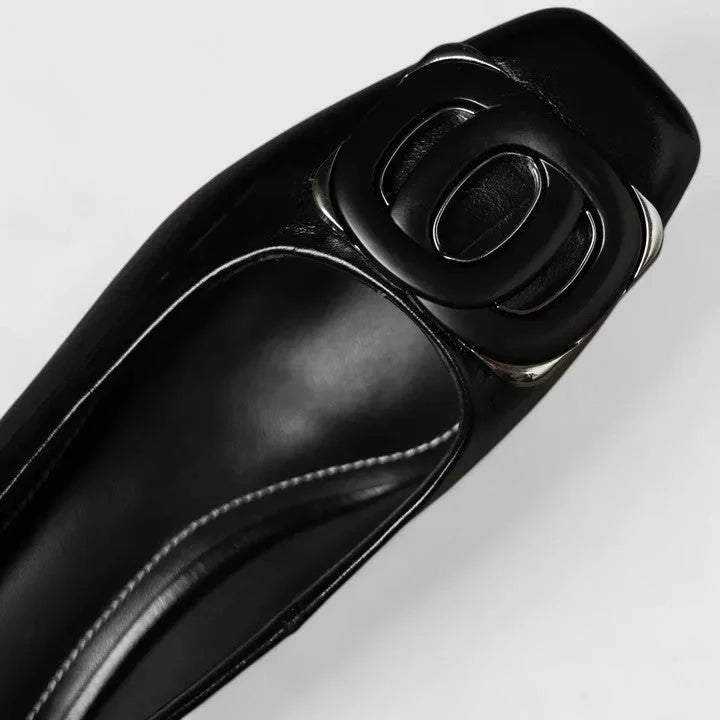Antia - Eleganti Ballerine Con Punta Quadrata Fibbia e Tacco Basso