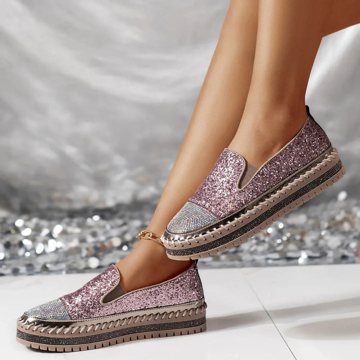 Lizka - Mocassini Con Plateau Glitter e Strass