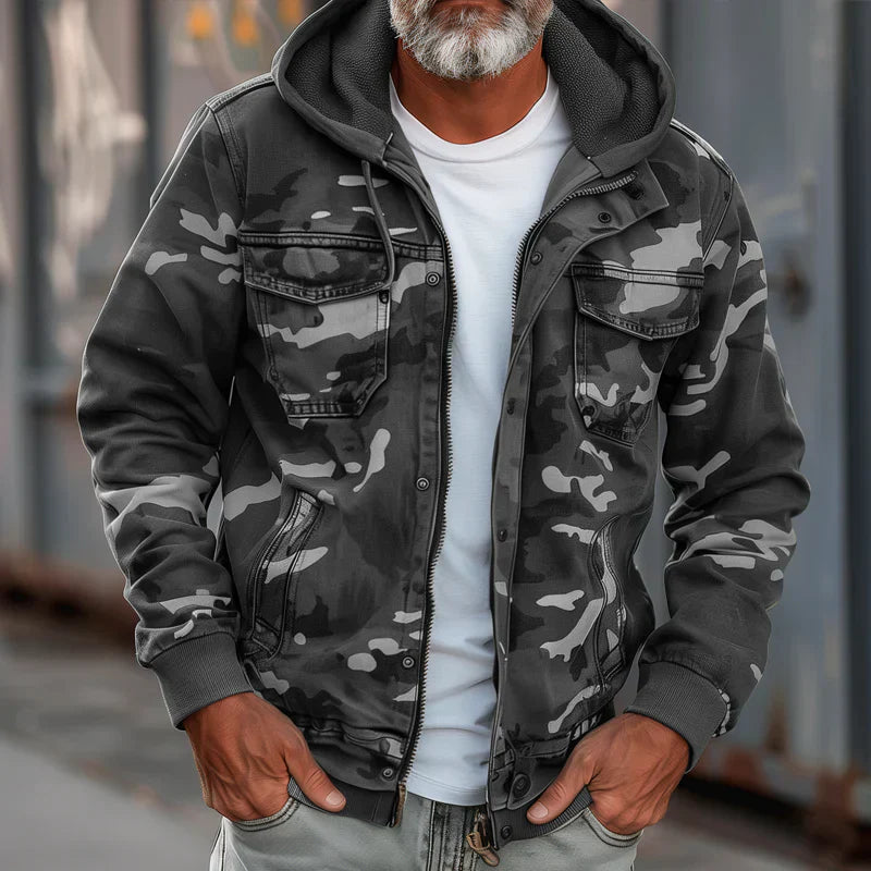 Stian - Giacca Con Cappuccio In Stile Militare