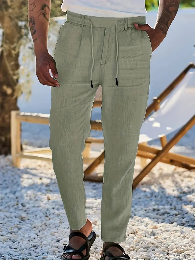 Nichols - Pantaloni Larghi In Lino Con Coulisse