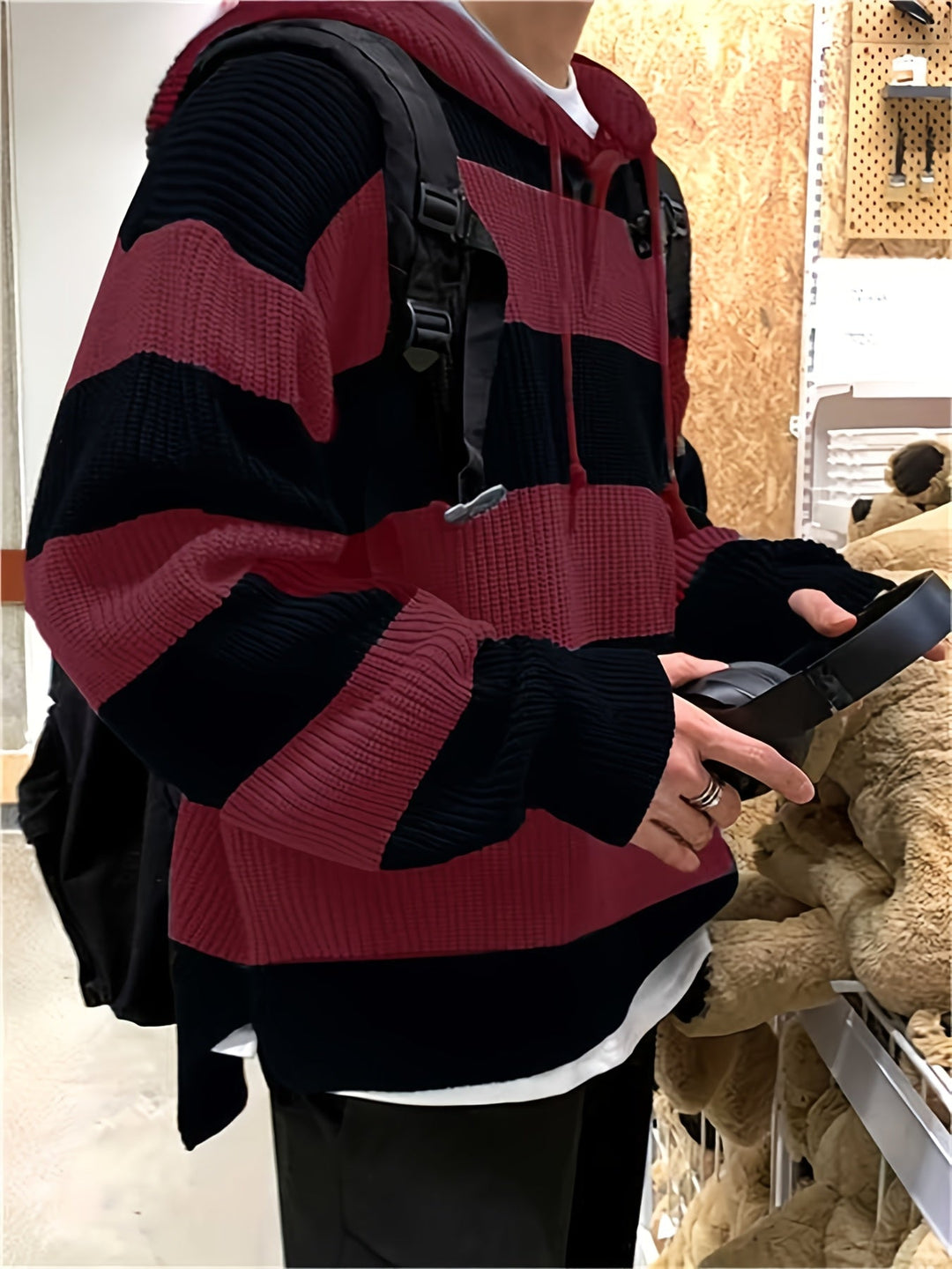 Tenzin - Felpa Oversize Con Cappuccio In Maglia a Righe