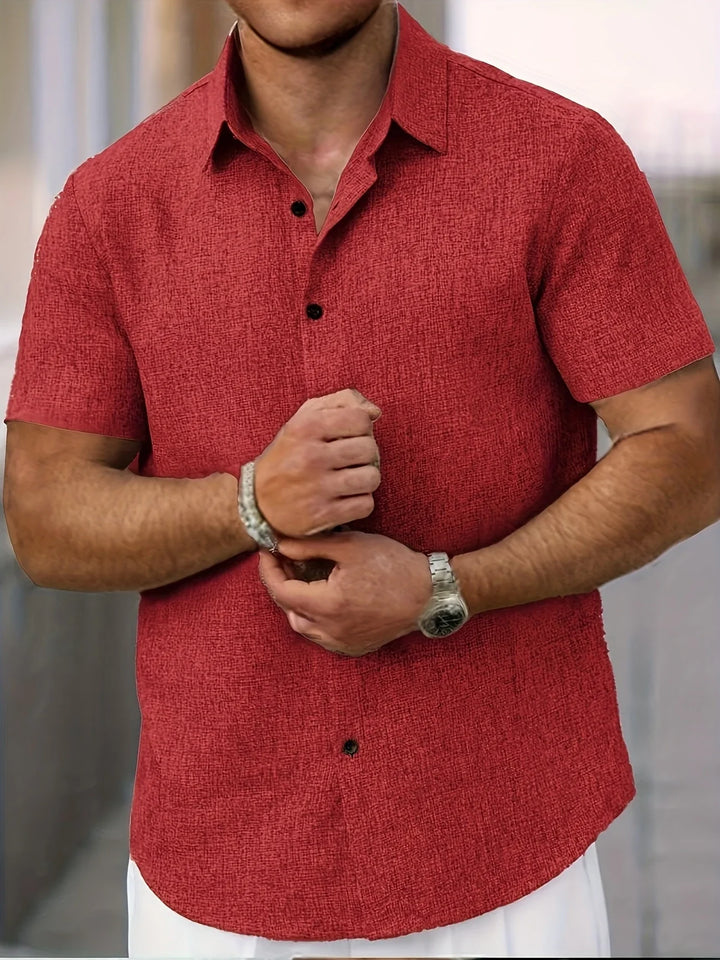 Dwight - Camicia Leggera In Misto Lino A Maniche Corte