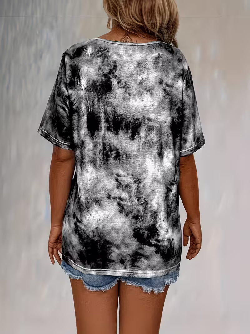 Rihanna - Maglietta Con Scollo a V e Lacci In Stile Tie-Dye