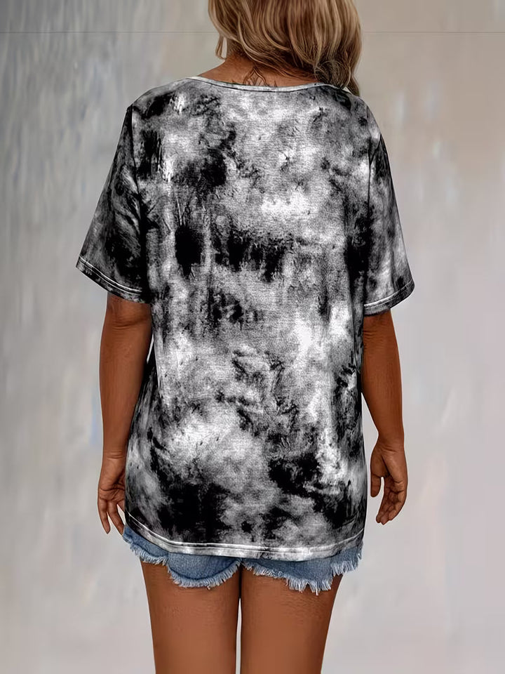 Rihanna - Maglietta Con Scollo a V e Lacci In Stile Tie-Dye