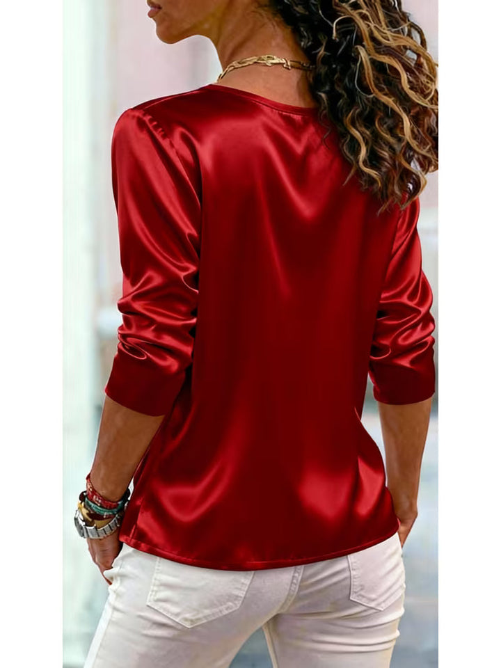 Belina - Top in Raso Con Scollo Quadrato E Bottoni
