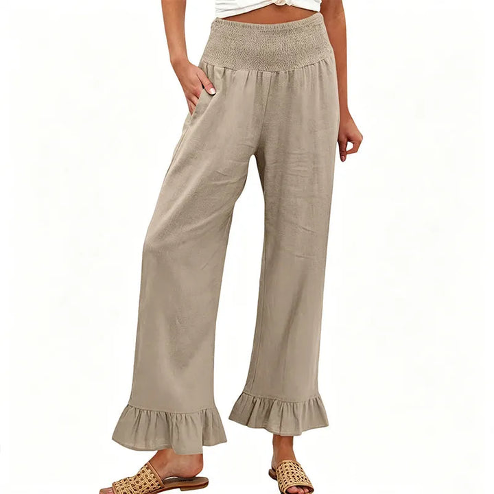 Moriom - Pantaloni Da Casa in Cotone Stile Boho Con Volant
