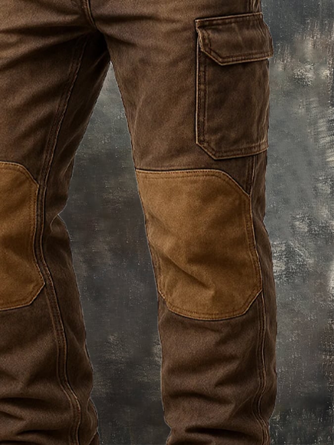 Zakary - Pantaloni Vintage Da Avventura Con Cuciture Consumate e Ginocchia Lavorate