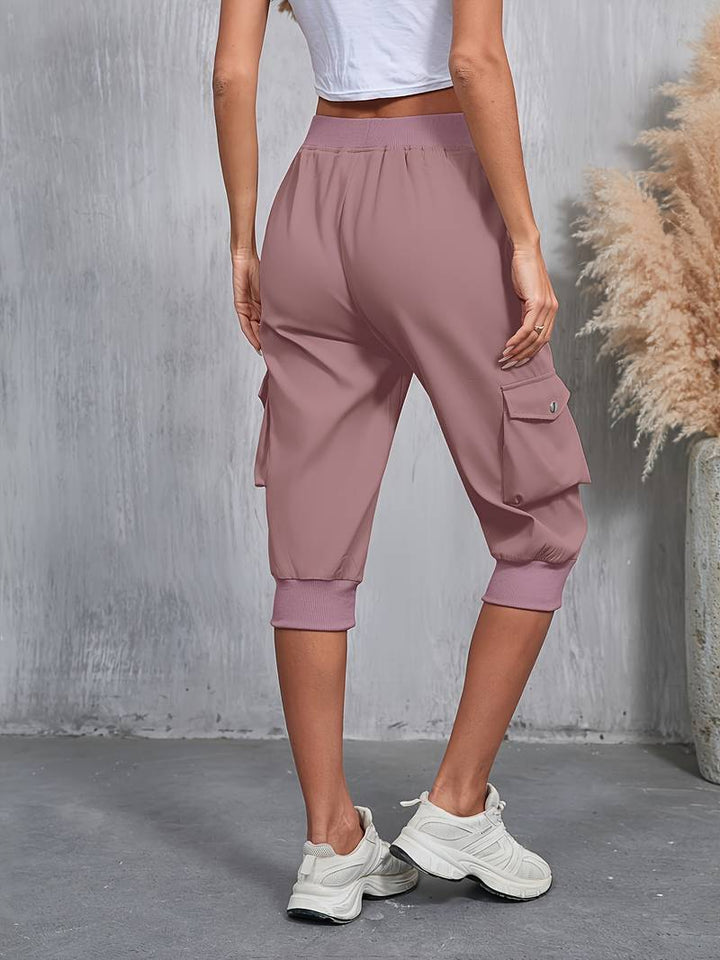 Kirabo - Pantaloni Cargo Estivi Con Tasche Multiple E Elastico a Costine