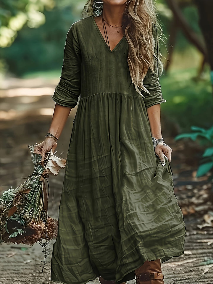 Shirron - Abito Lungo Alla Moda Con Scollo a V