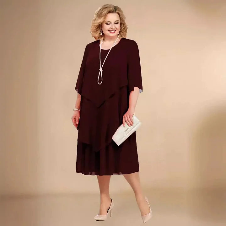 Leva - Elegante Abito In Panno Con Strati Irregolari