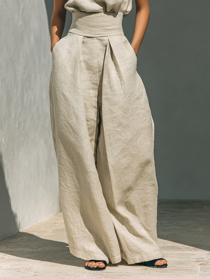 Vlatka - Set Composto Da Camicetta Senza Maniche e Pantaloni a Gamba Larga