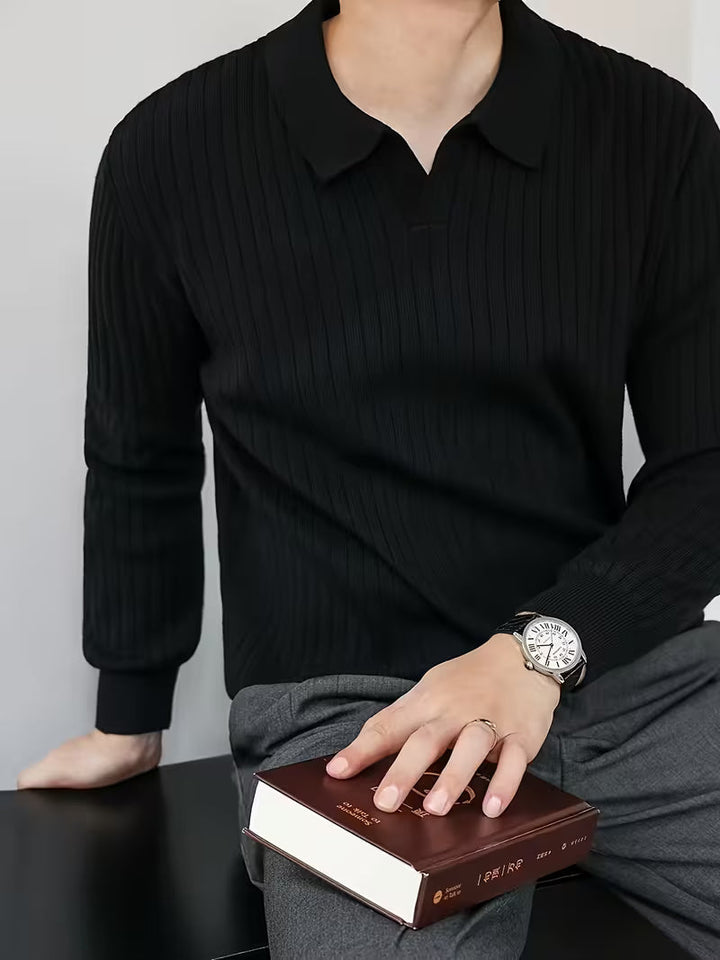 Kaeran - Elegante Maglione Polo in Maglia a Coste