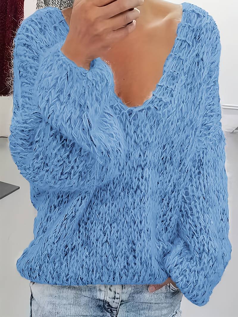 Lital - Elegante Maglione Morbido Con Scollo a V