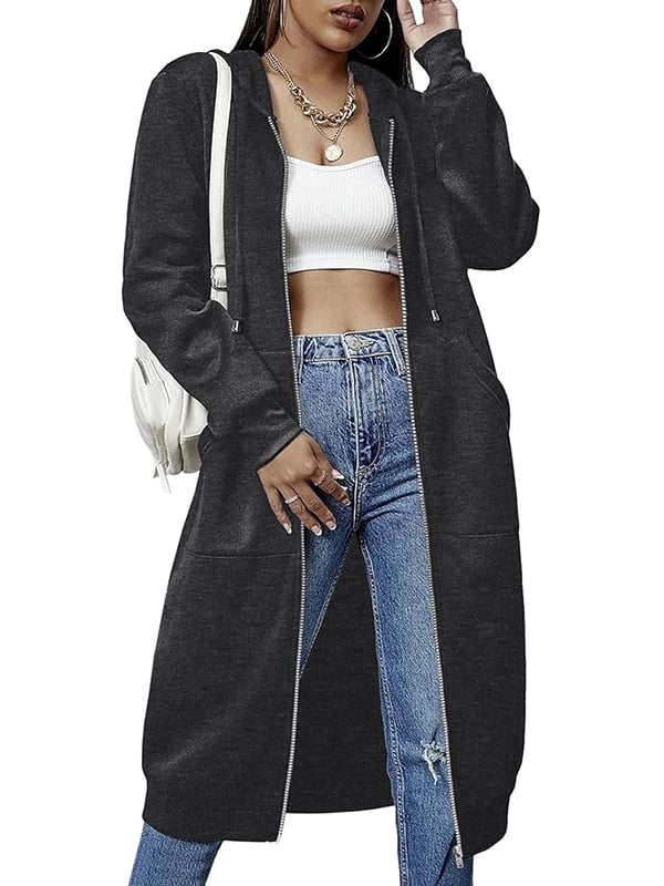 Dfida - Felpa Con Cappuccio Casual In Pile Con Zip