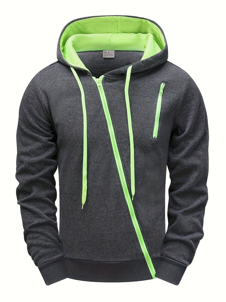 Hendro - Felpa Con Cappuccio e Zip a Maniche Lunghe Casual