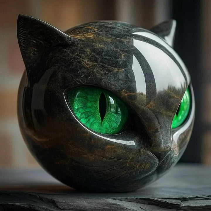 NyxCharm - Scultura Di Testa Di Gatto Nero Mistico