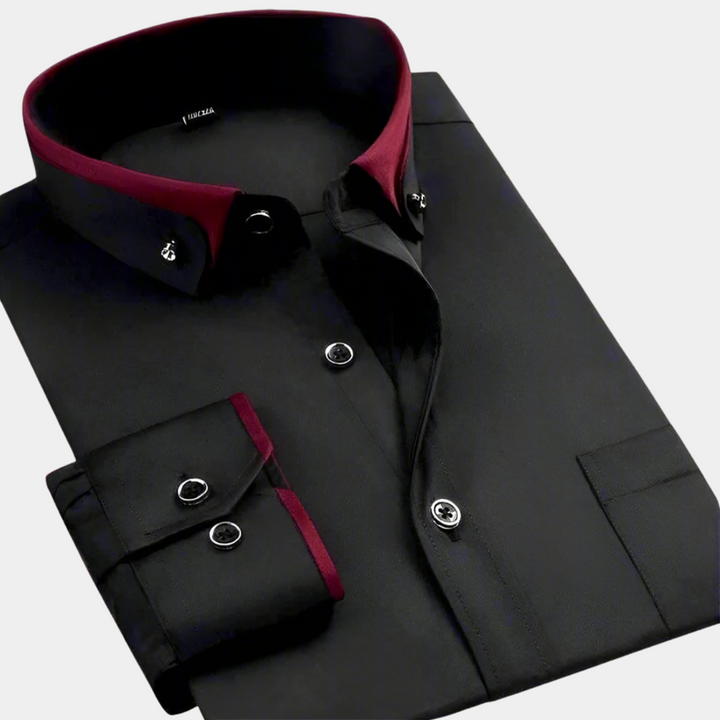 Daarik - Camicia Elegante Con Colletto A Contrasto E Maniche Lunghe