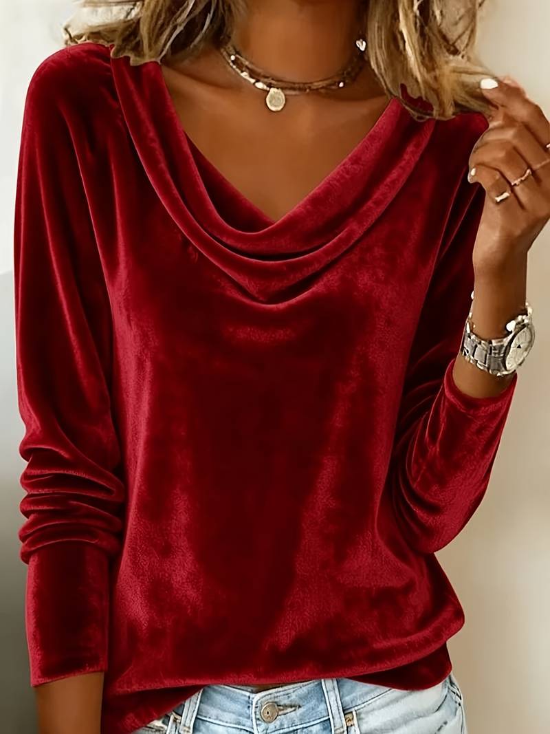 Ghania - Maglietta Casual a Maniche Lunghe Con Scollo a V