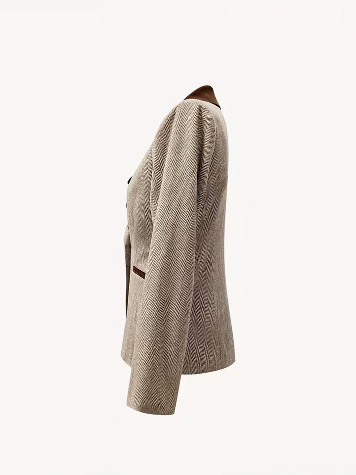 Yessica - Cappotto a Maniche Lunghe con Motivo a Righe