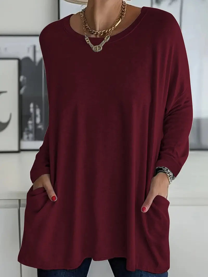 Noryn - Maglione Oversize con Collo Rotondo e Tasche