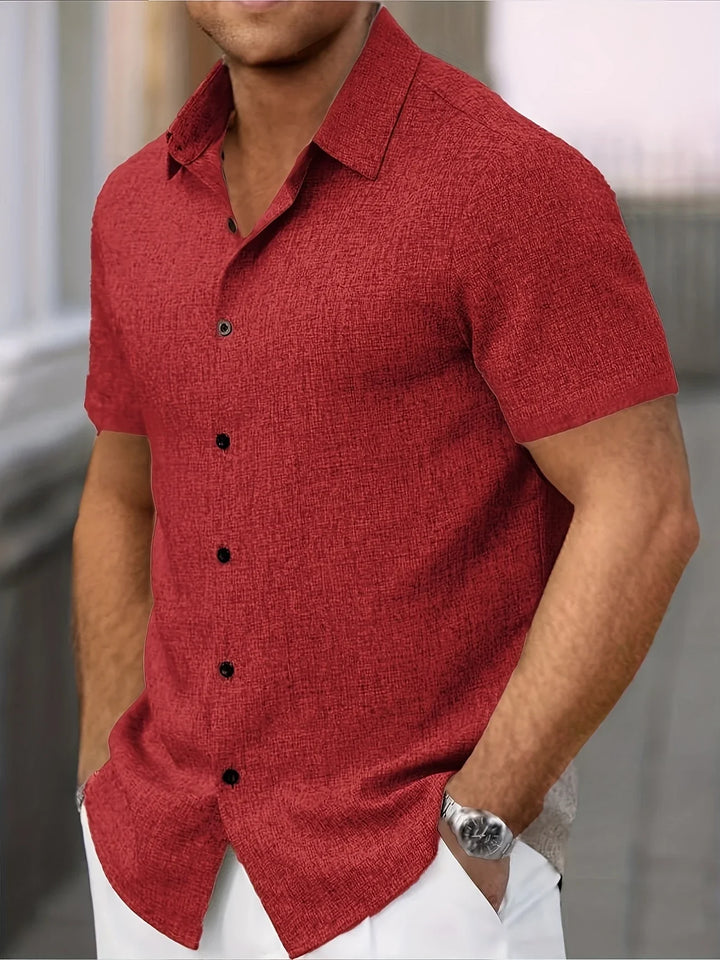 Dwight - Camicia Leggera In Misto Lino A Maniche Corte