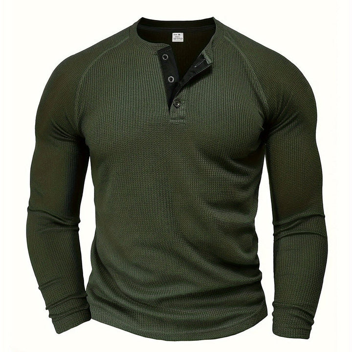 Jarik - Maglietta Henley a Maniche Lunghe Con Trama in Rilievo