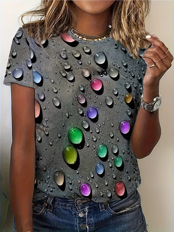 Ishadini - Maglietta Casual a Maniche Corte Con Scollo Rotondo