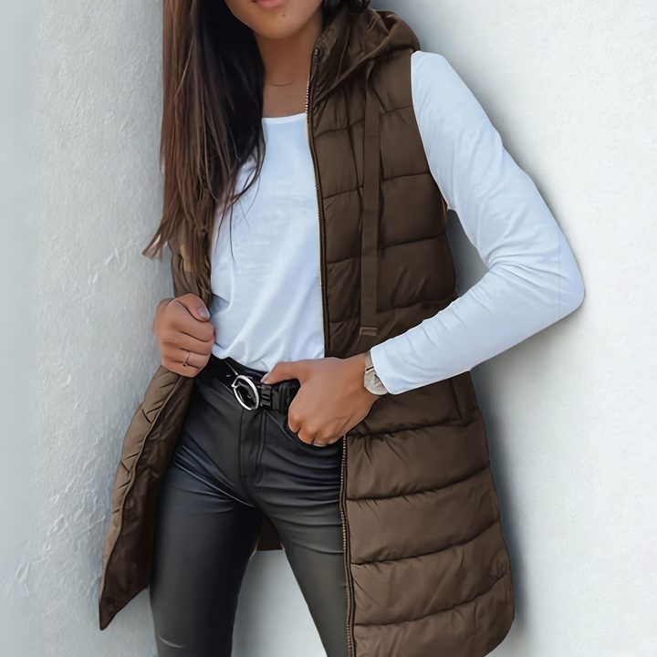 Maurina - Gilet Puffer Lungo Senza Maniche Casual
