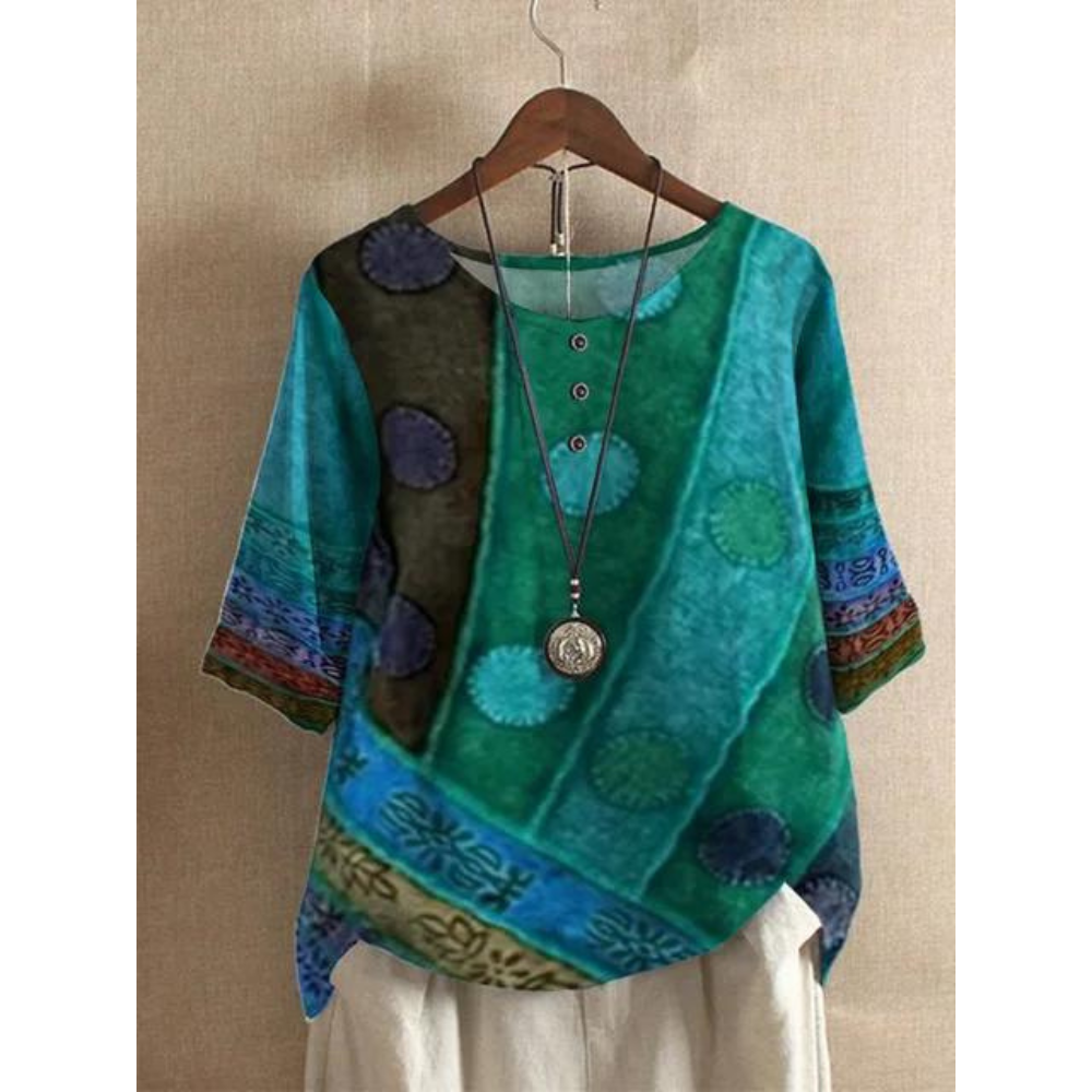 Valarie - Comodo Top Colorato Con Mezze Maniche