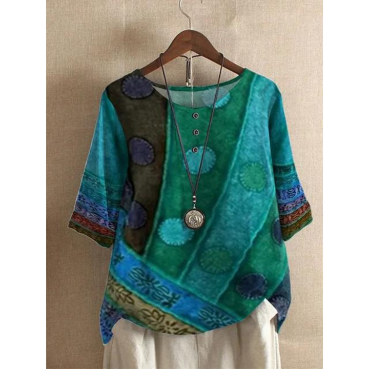 Valarie - Comodo Top Colorato Con Mezze Maniche