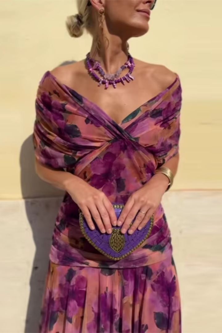 Nefeli - Elegante Abito Lungo Da Sera Con Scollo a V