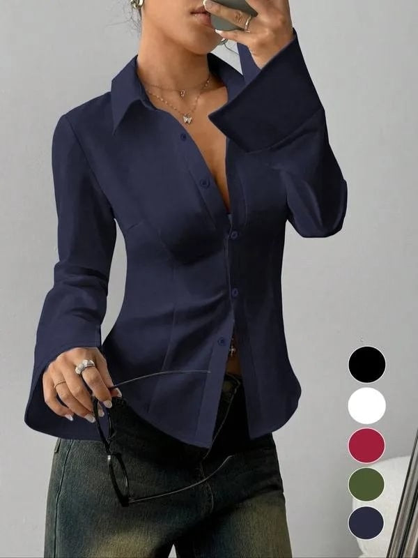 Ellera - Camicia Casual a Maniche Lunghe Dal Taglio Aderente