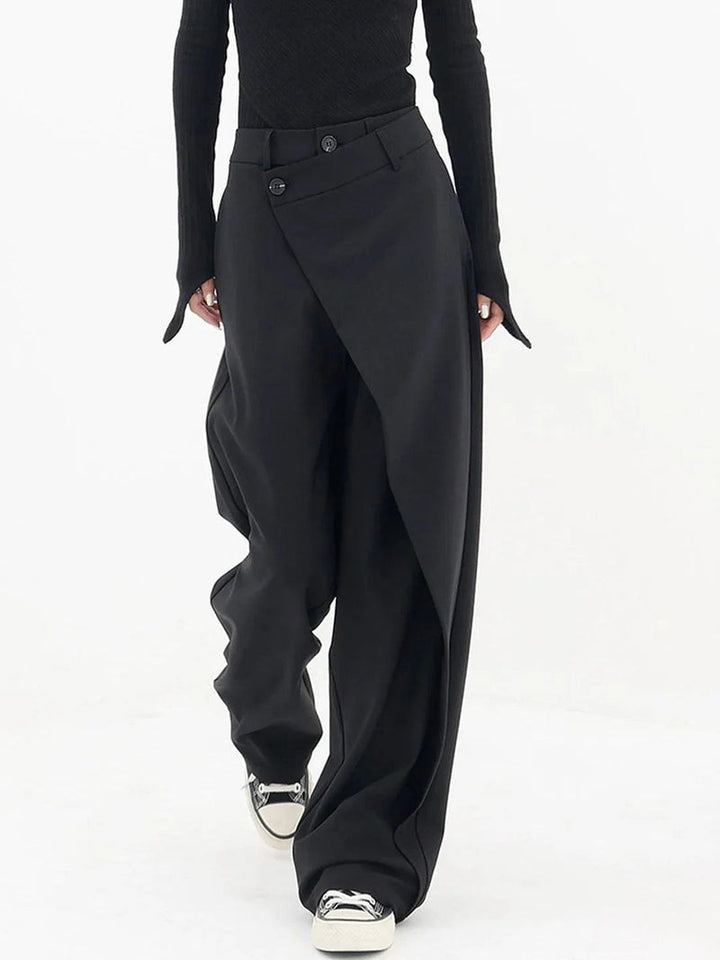 Nela - Pantaloni Sartoriali a Vita Alta Con Fondo Asimmetrico