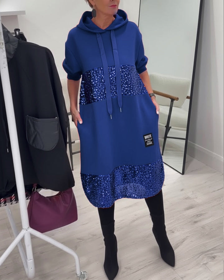 Mansherry - Abito Con Cappuccio Patchwork Alla Moda
