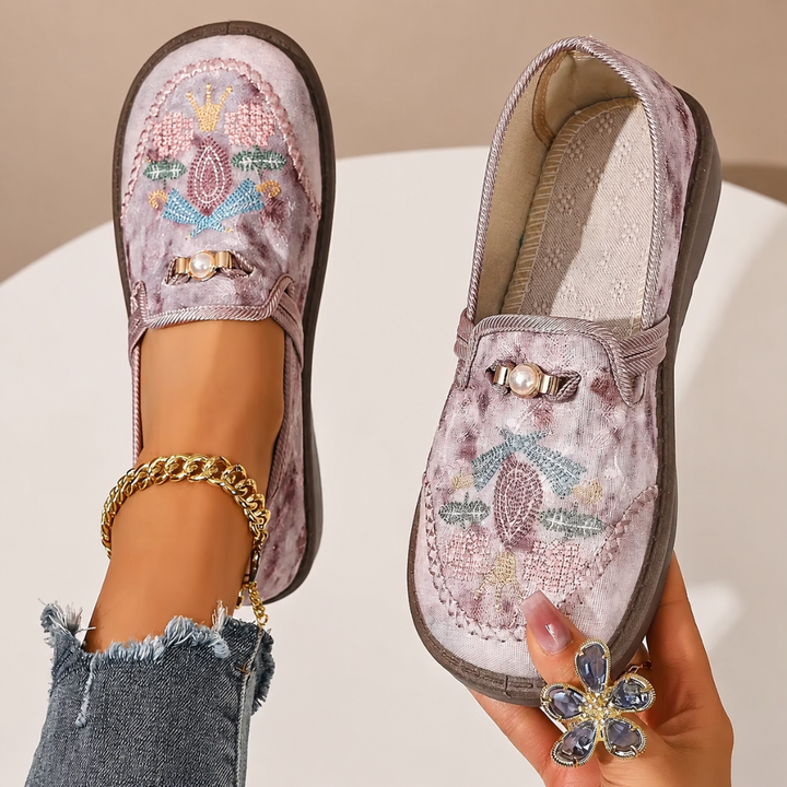 Adeyla - Mocassini Slip-on a Motivi Floreali