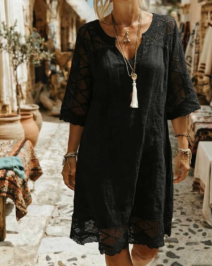 Kilina - Abito Patchwork in Pizzo Con Scollo a V
