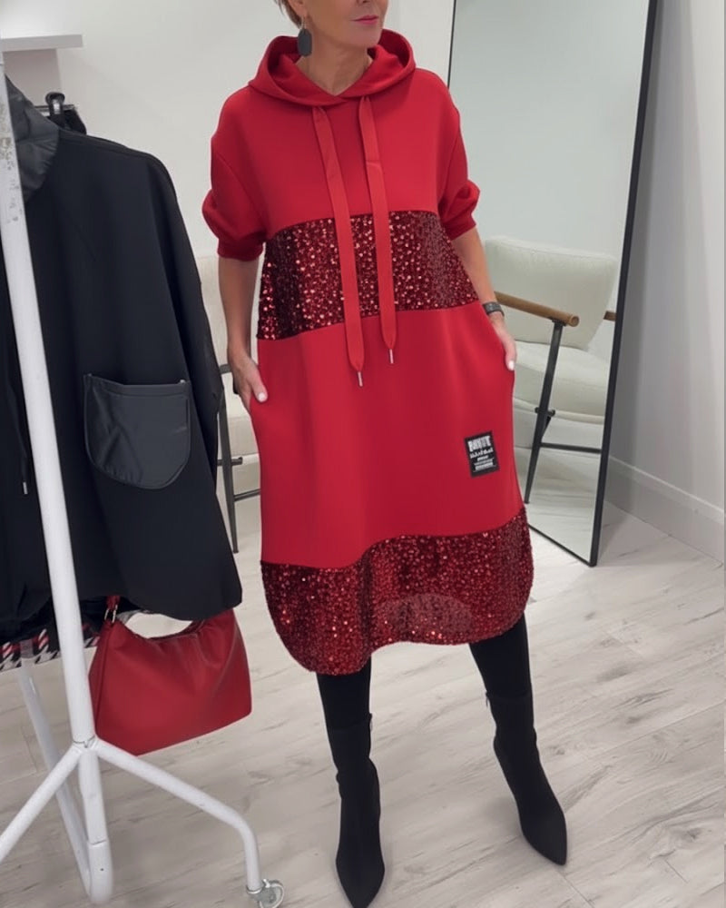 Mansherry - Abito Con Cappuccio Patchwork Alla Moda