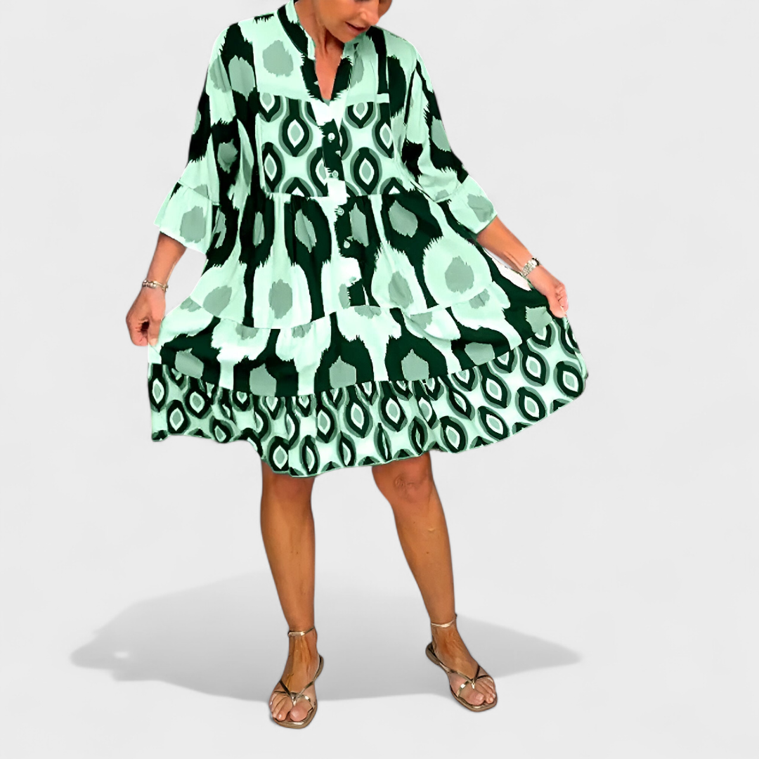Suciana - Abito Con Scollo a V e Stampa Boho