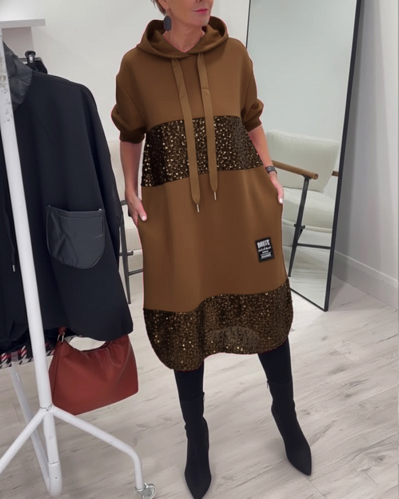 Mansherry - Abito Con Cappuccio Patchwork Alla Moda
