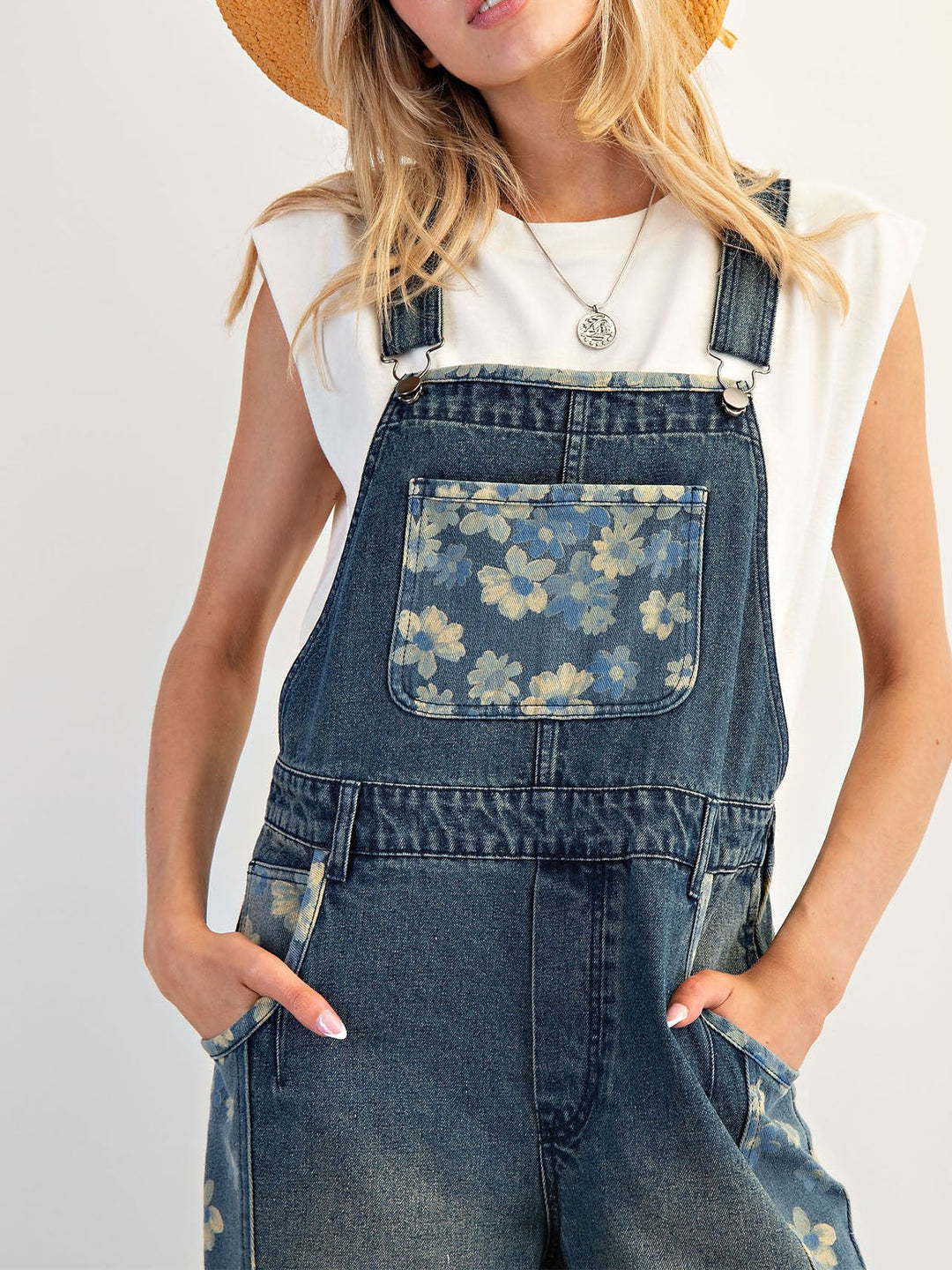 Yalita - Salopette in Denim con Fiori