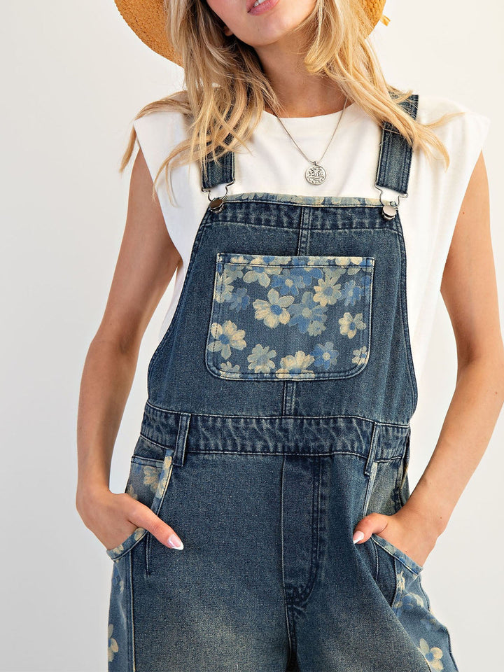 Yalita - Salopette in Denim con Fiori
