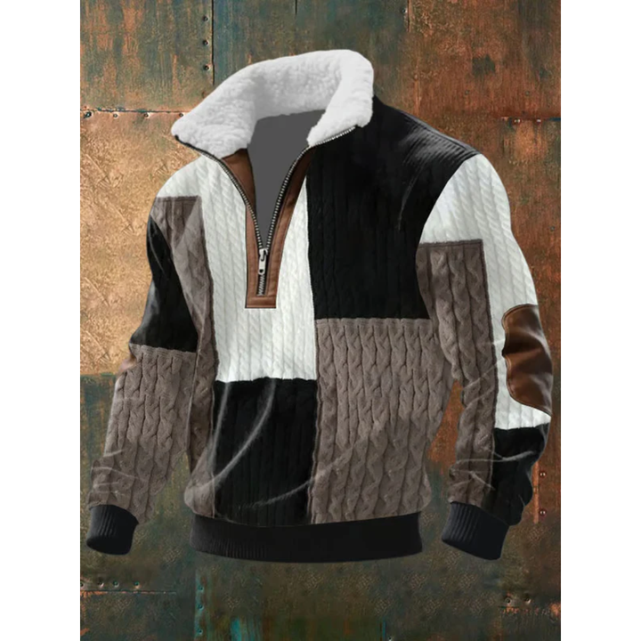 Ibrahima - Maglione In Pile Con Collo Alto e Zip