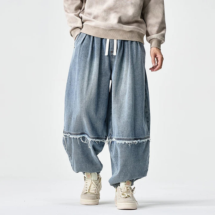 Brennan - Eleganti Pantaloni Da Jogging In Denim a Gamba Larga