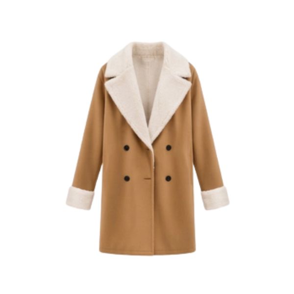 Lenkyna - Cappotto Lungo con Collo e Polsini in Pile