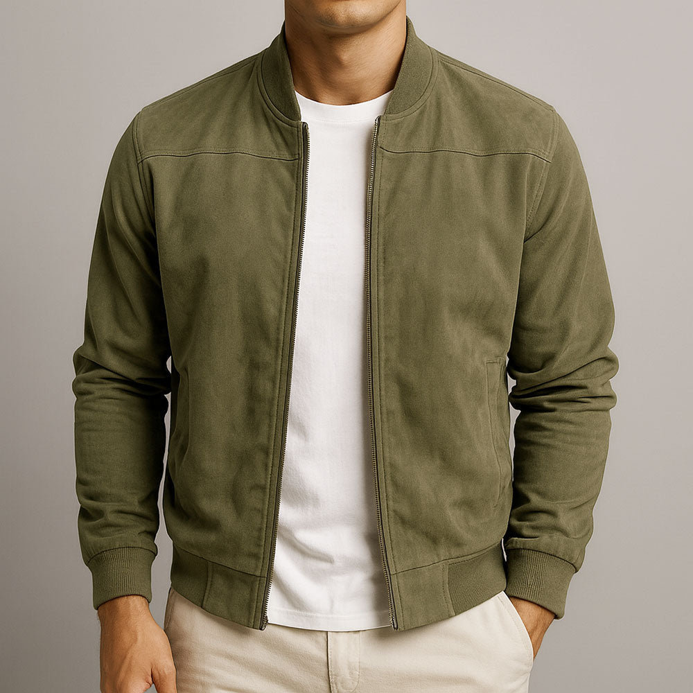 Laamin - Giacca Bomber Classica in Pelle Scamosciata