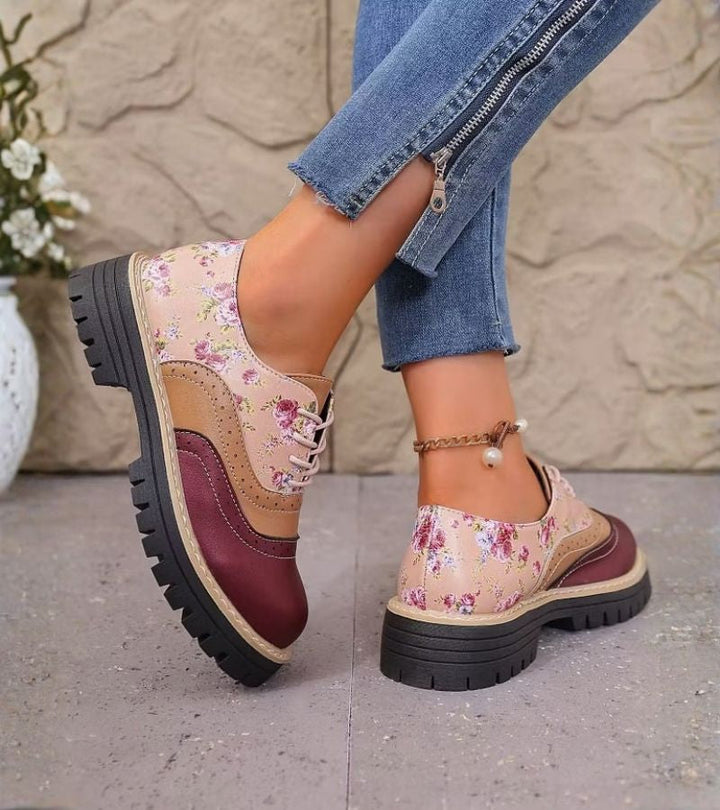 Kiela - Scarpe Oxford a Motivi Floreali Con Suola a Tasselli Spessi
